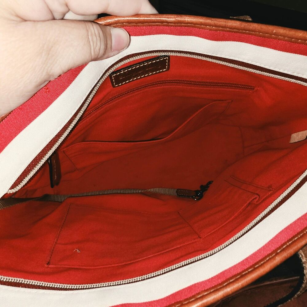 Dooney & Bourke Charleston Pink White Stripes Logo Zipper Top Shoulder Bag Purse - Picture 11 of 16